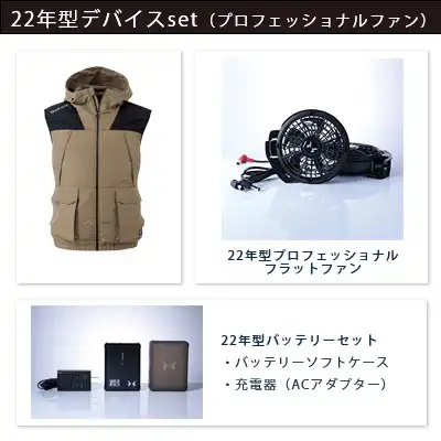 空調風神服　2022年型3点セット（服+プロ仕様ファン+バッテリー22年型）